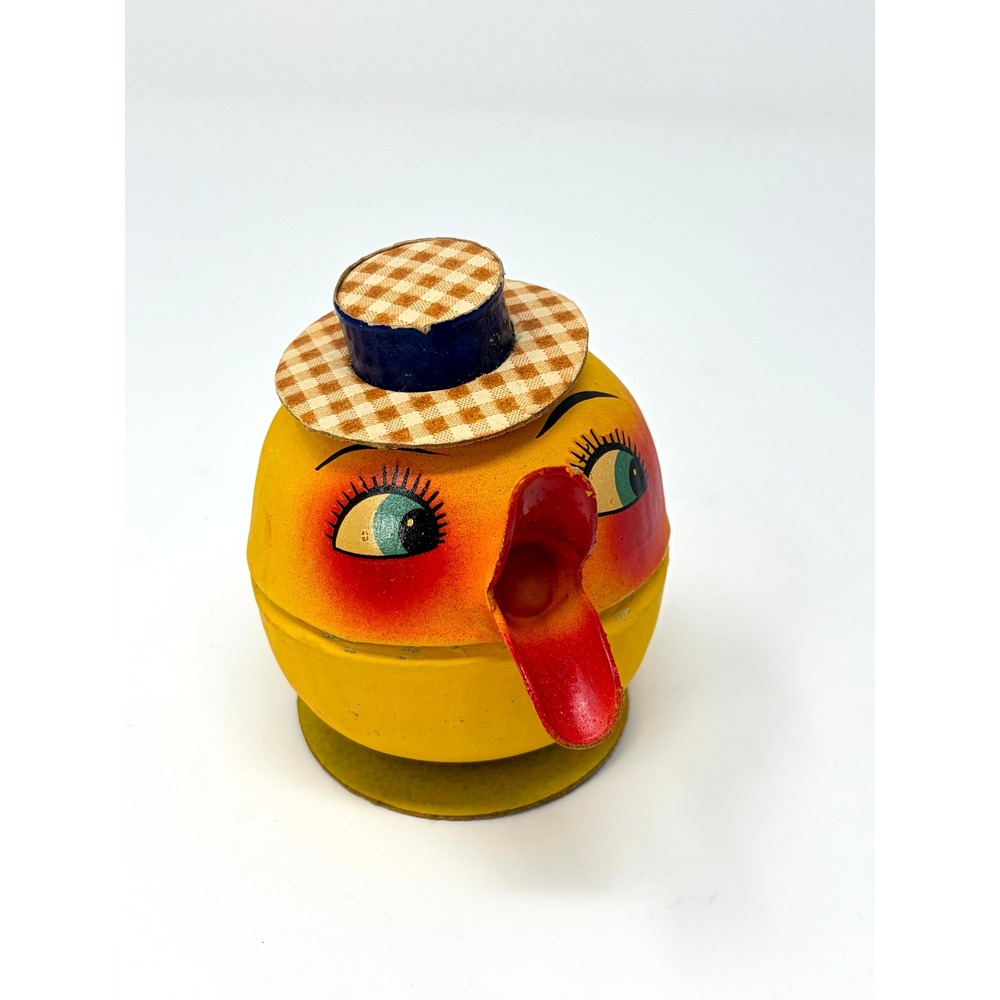 Vintage German Easter Chick Candy Container Yellow Hat Figurine